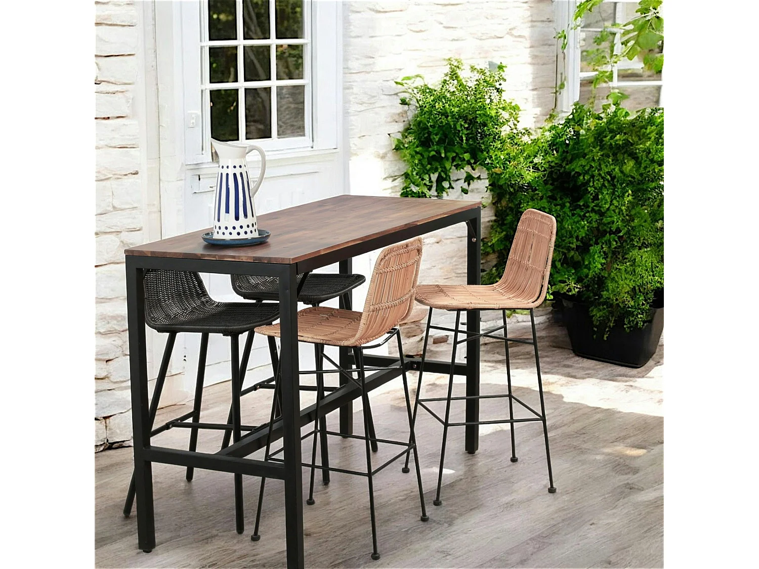 Chaise de bar en rotin (lot de 2)