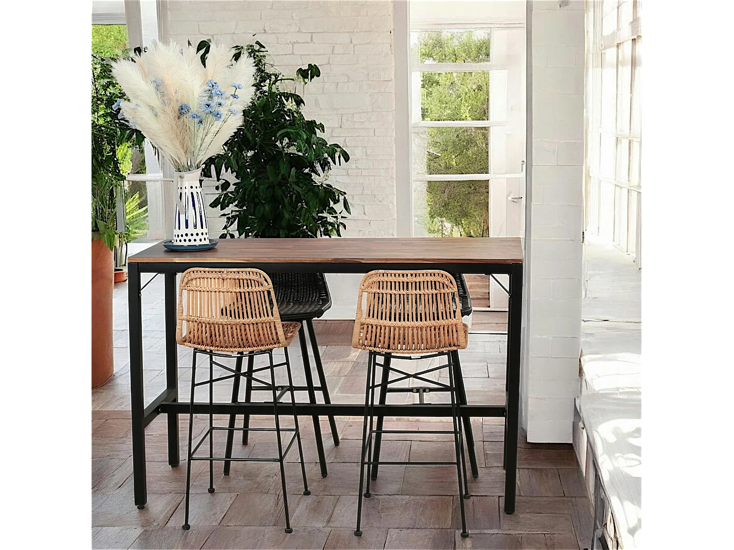 Chaise de bar en rotin (lot de 2)