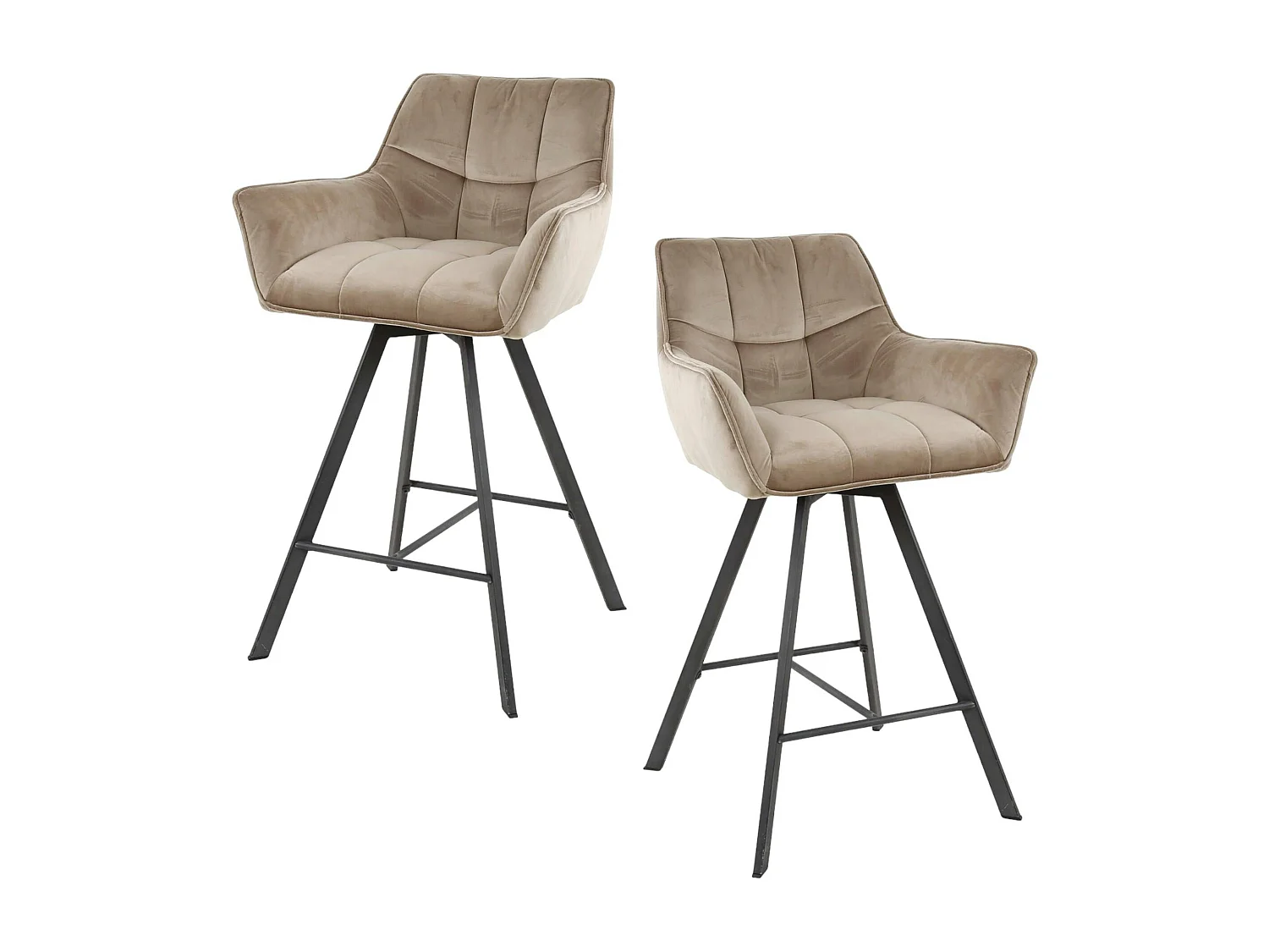 Chaise de bar confortable en velours cannelle avec fonction pivotante (lot de 2) MELBOURNE