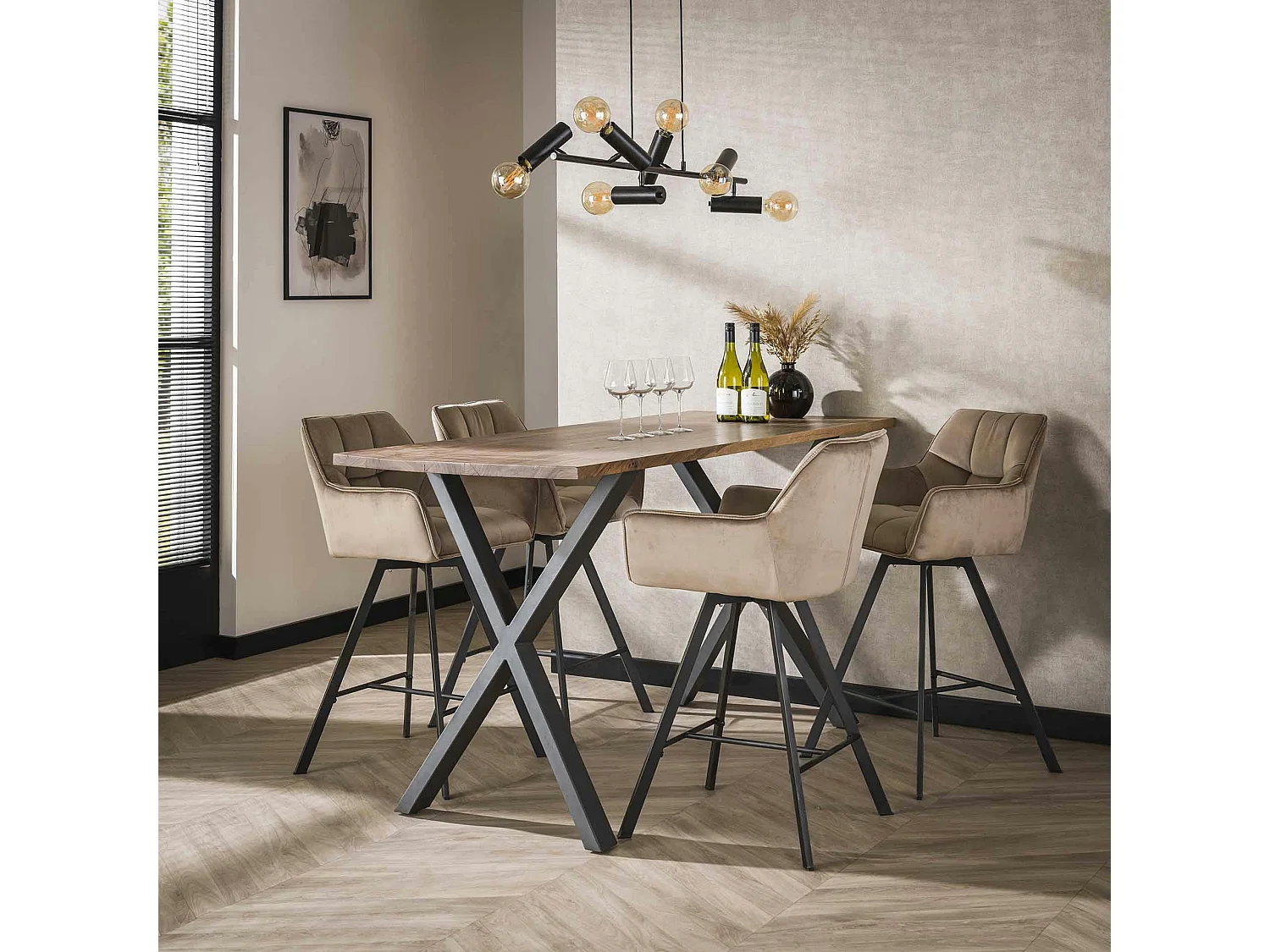 Chaise de bar confortable en velours cannelle avec fonction pivotante (lot de 2) MELBOURNE