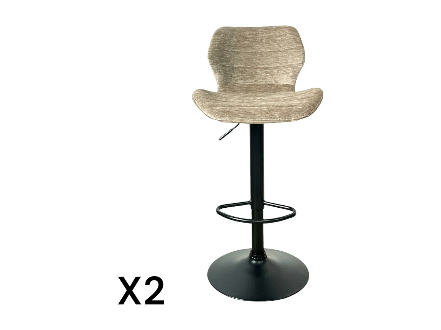 Chaise de bar moderne en velours taupe réglable en hauteur (lot de 2) PALERME