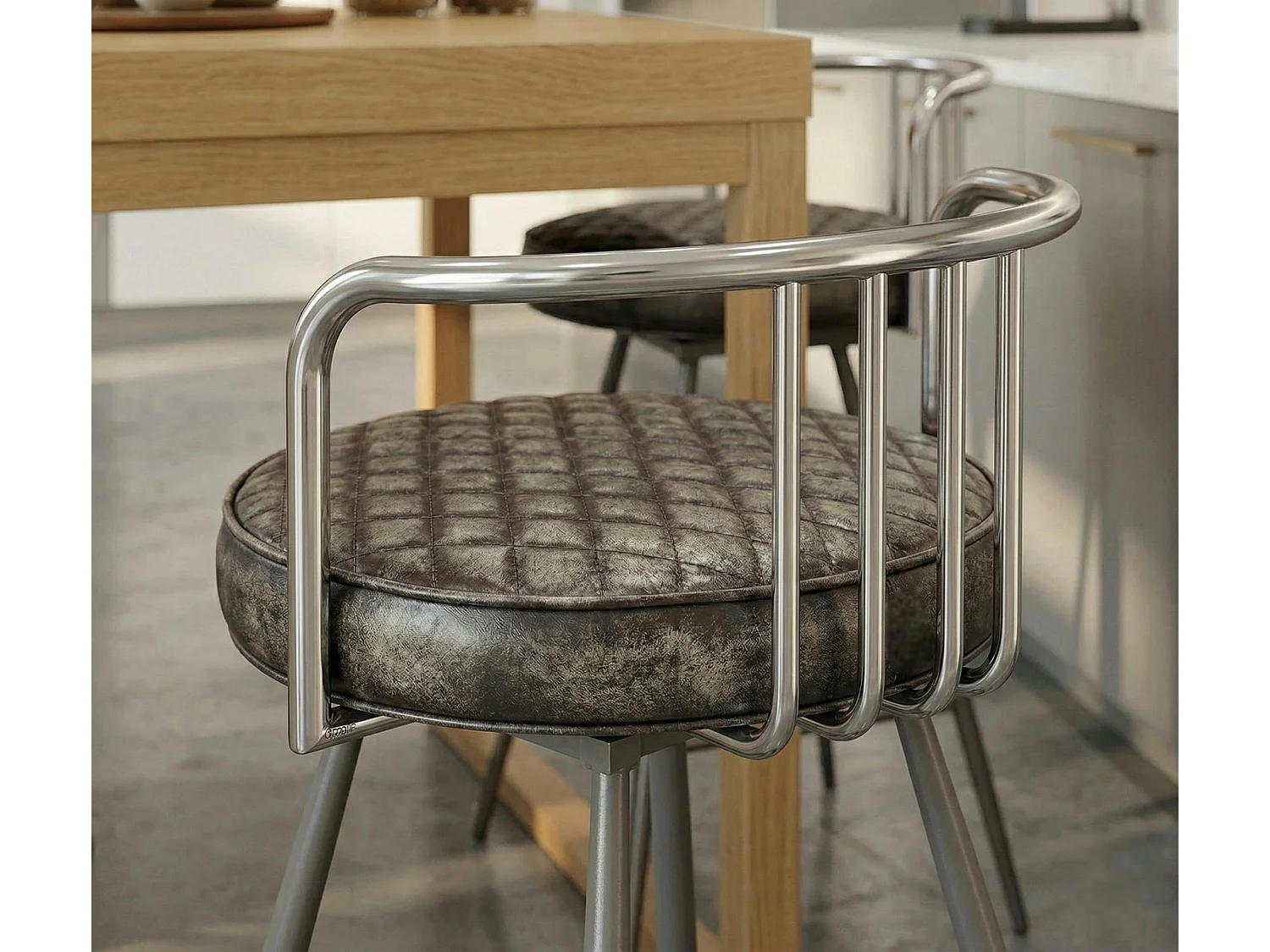 Tabouret de bar industriel brun BRISBANE