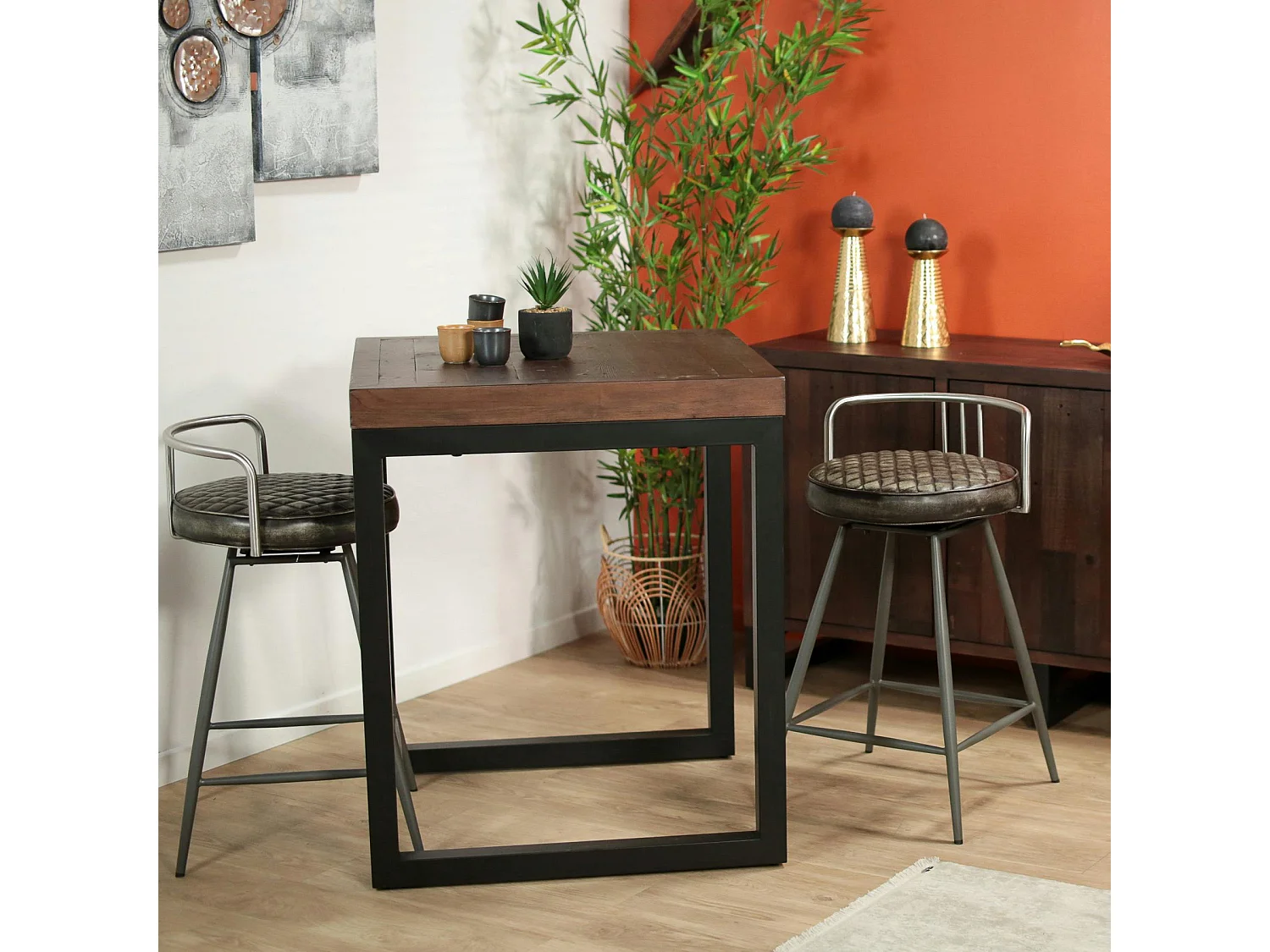 Tabouret de bar industriel brun BRISBANE