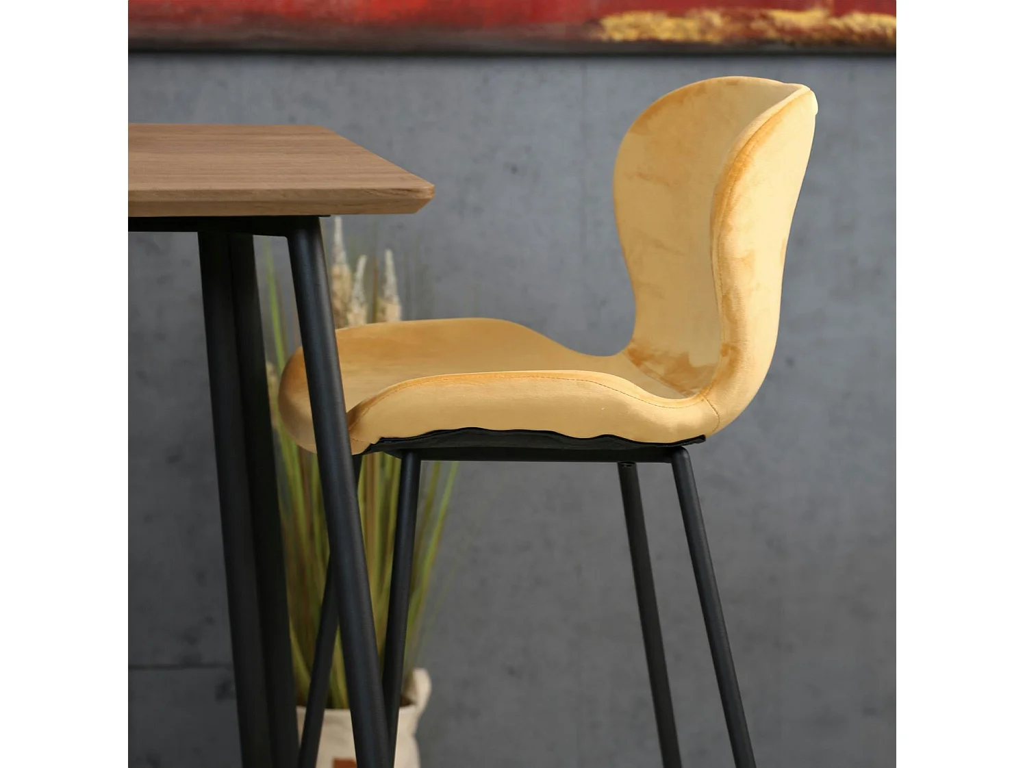 Chaise de bar en velours jaune style moderne (lot de 2) MELBOURNE