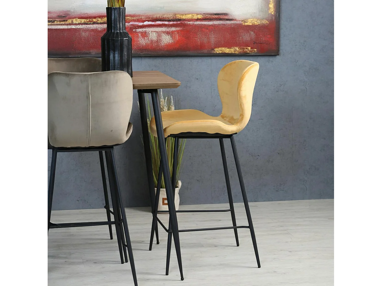 Chaise de bar en velours jaune style moderne (lot de 2) MELBOURNE
