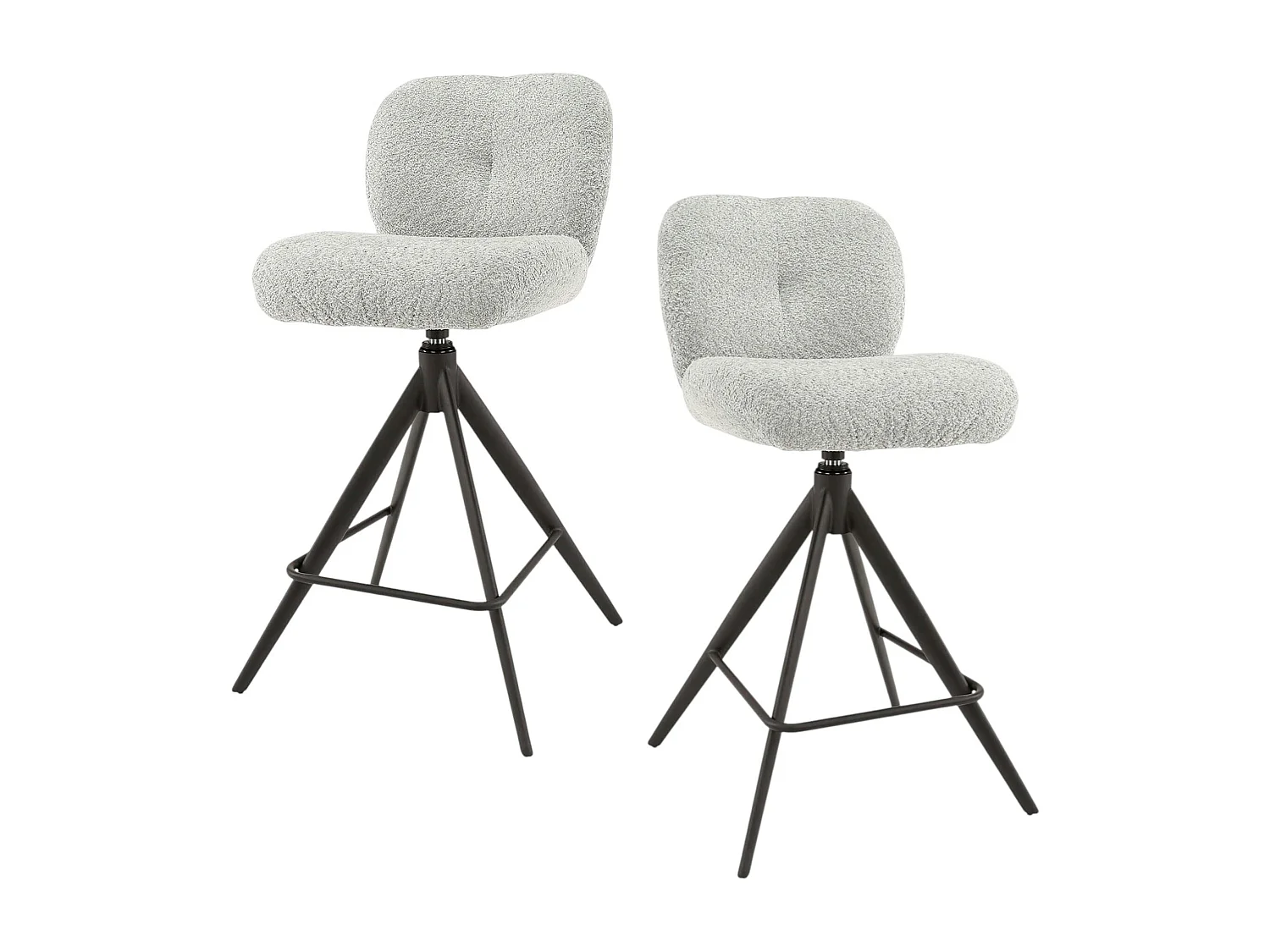Tabouret de bar pivotant en bouclette grise (lot de 2) GALWAY