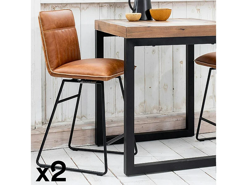 Chaise de bar pivotante camel used OKA (lot de 2)