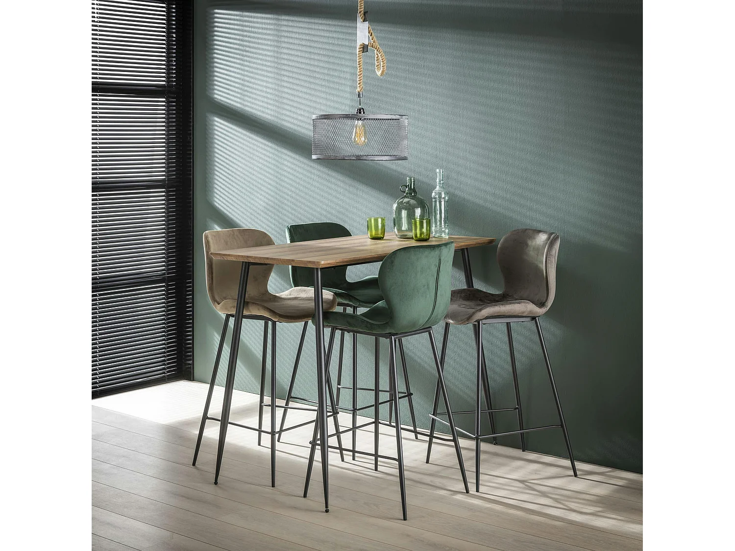 Chaise de bar en velours sable MELBOURNE (lot de 2)