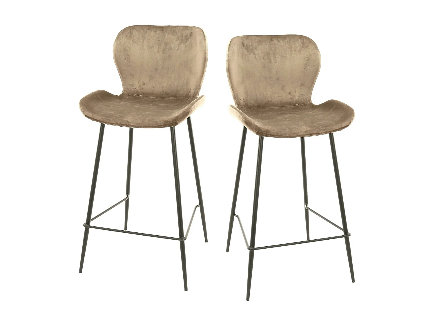 Chaise de bar en velours sable MELBOURNE (lot de 2)