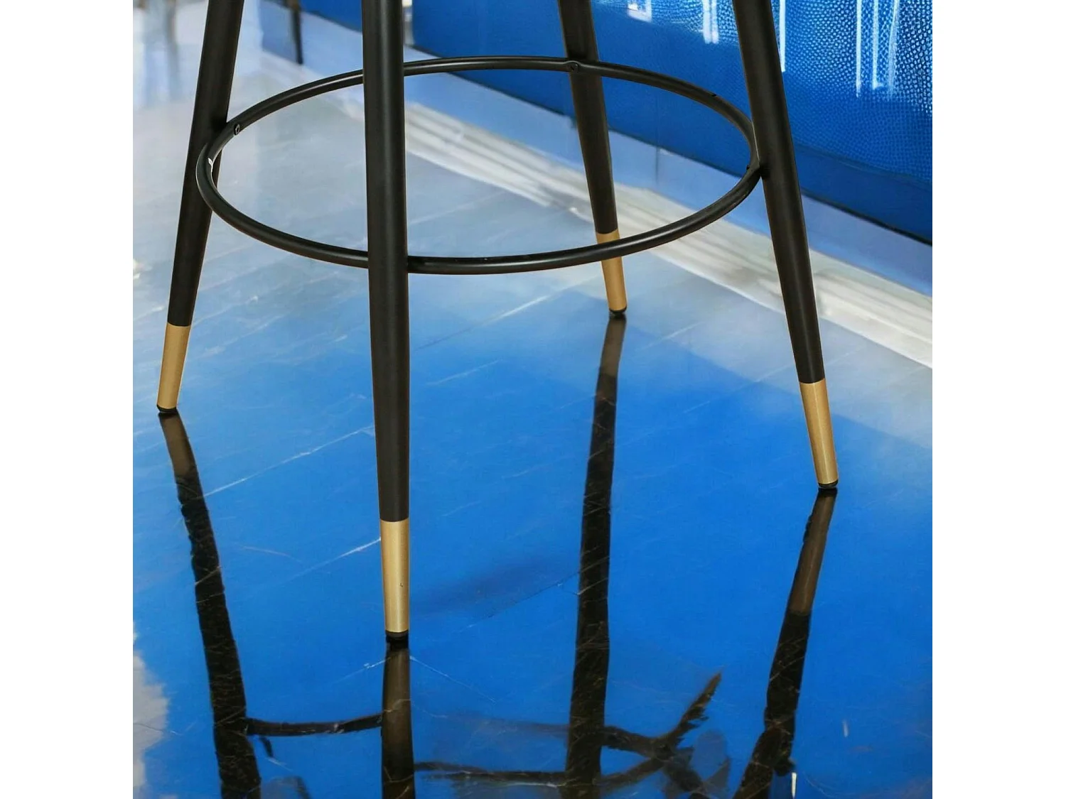 Chaise de bar en velours bleu forme coquillage (lot de 2) HAWAI