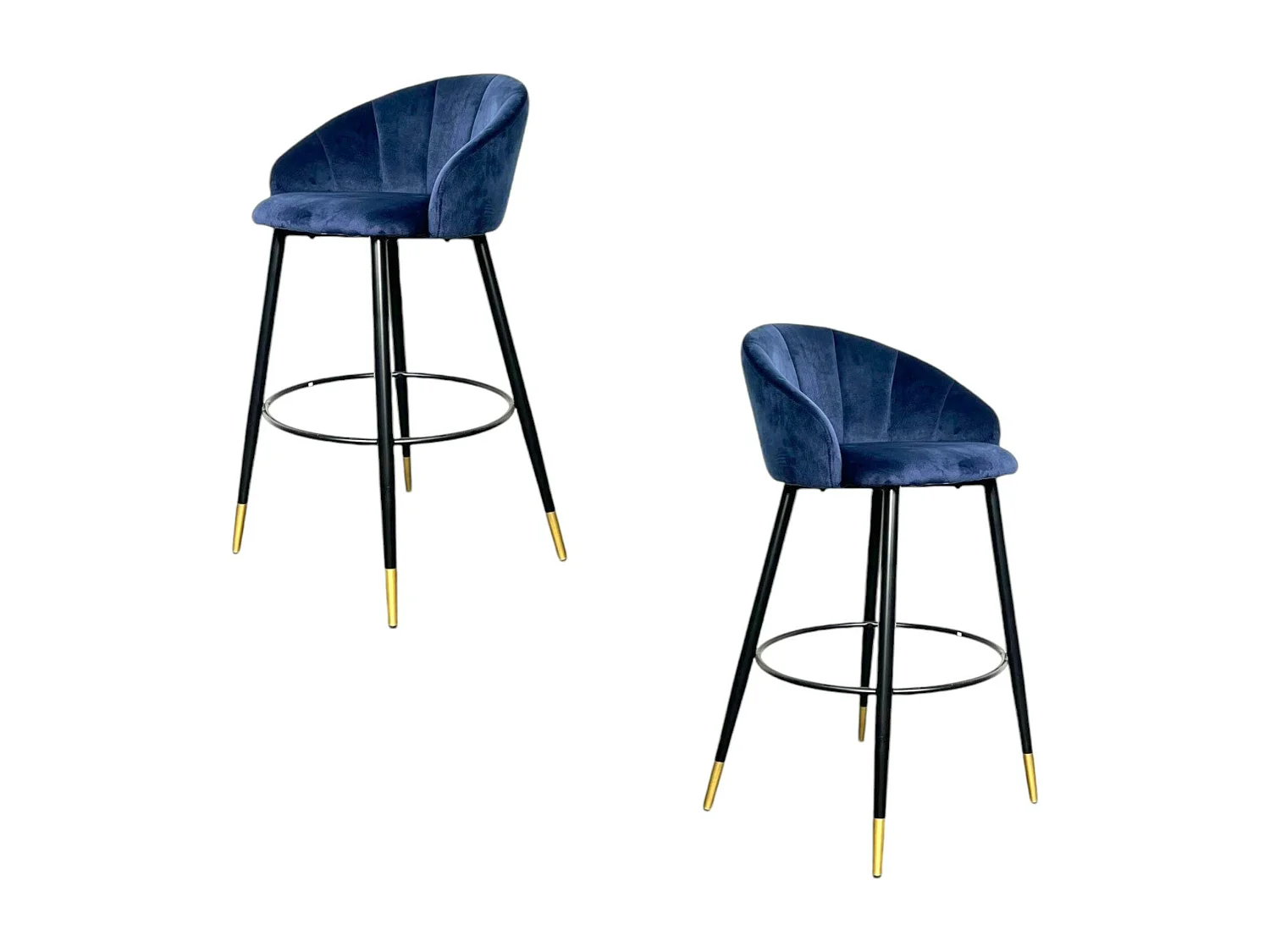 Chaise de bar en velours bleu forme coquillage (lot de 2) HAWAI