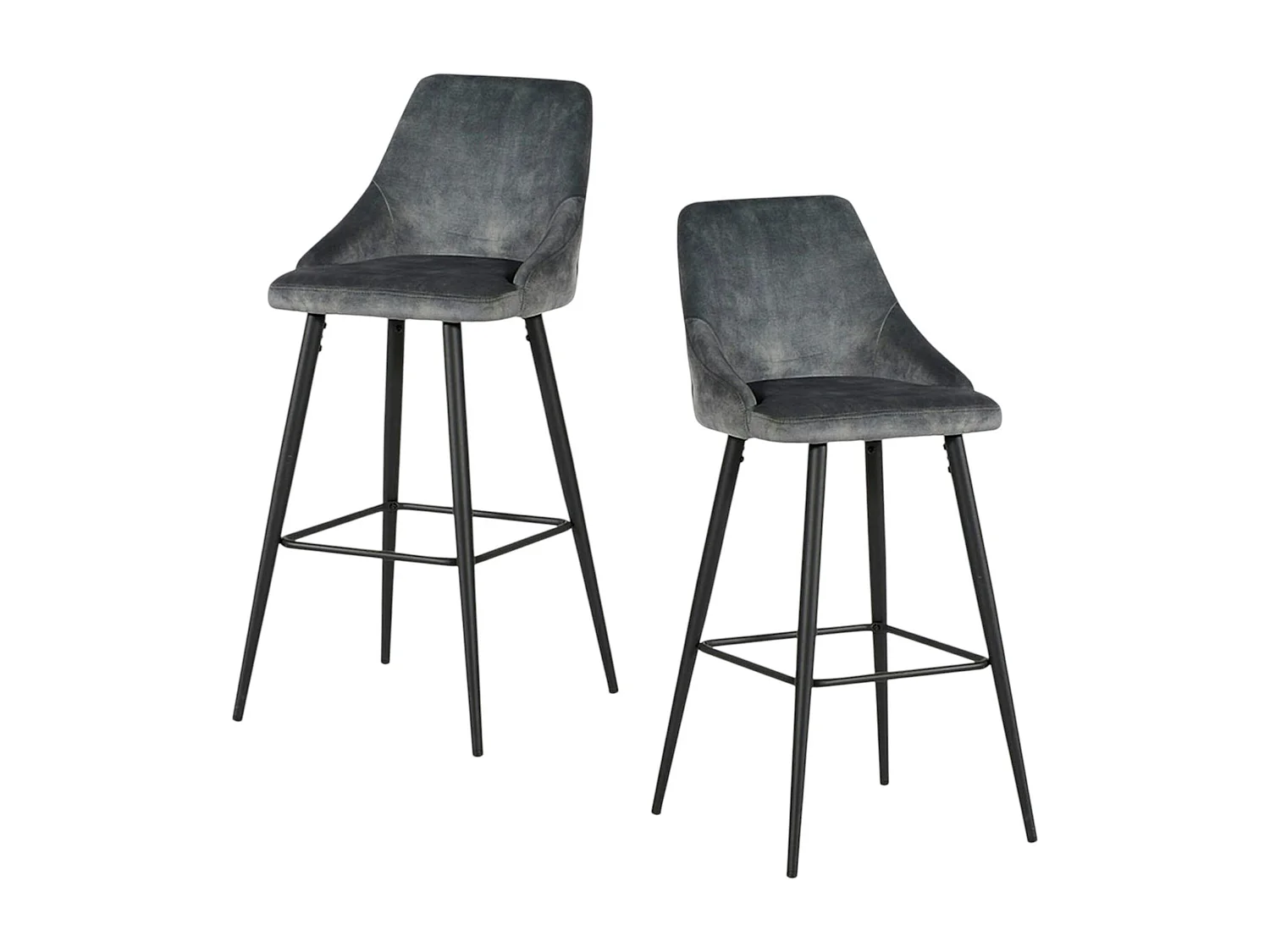 Chaise de bar velours gris (lot de 2) MALMOE