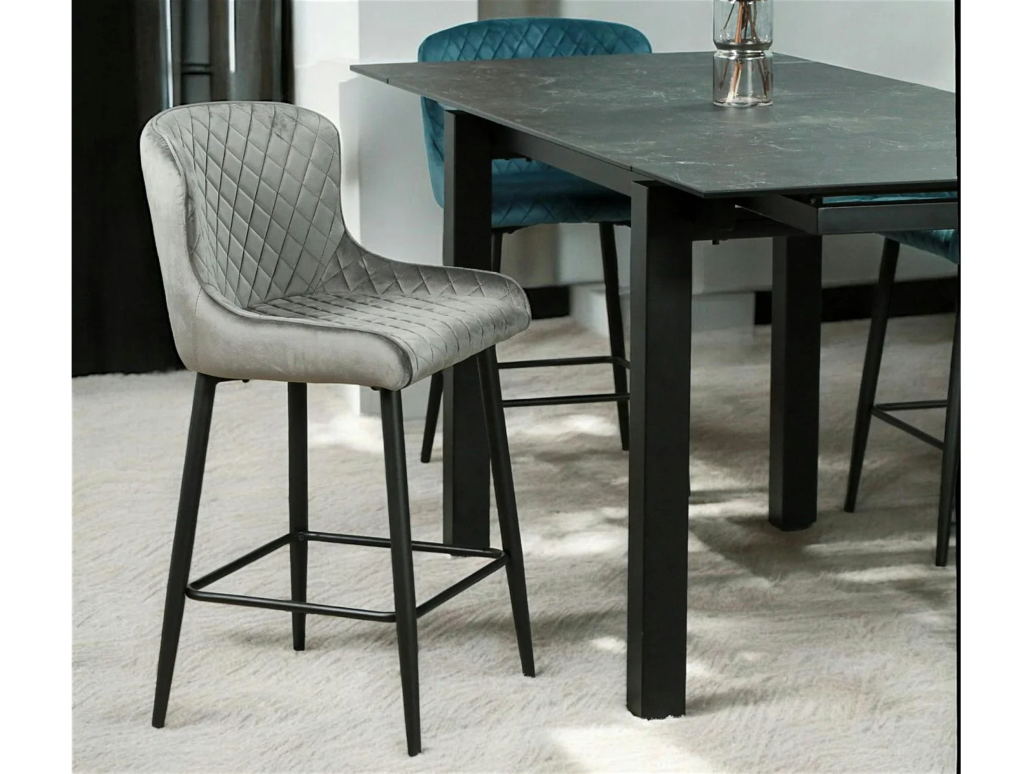 Chaise de bar en velours gris (lot de 2) ARLINGTON