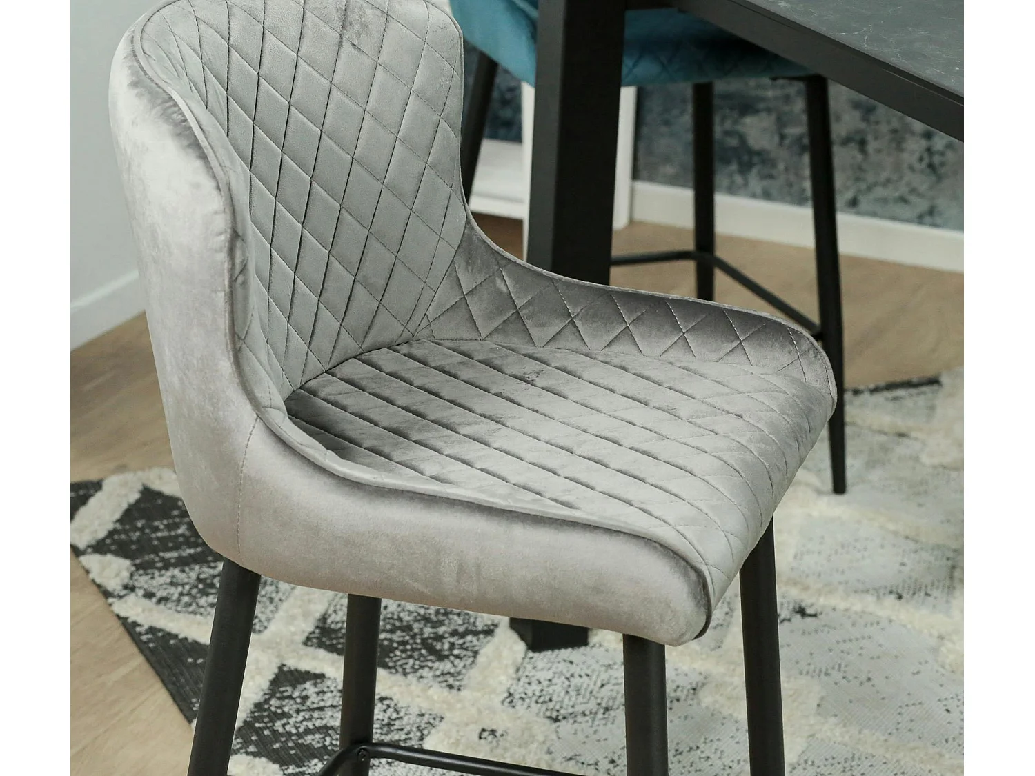 Chaise de bar en velours gris (lot de 2) ARLINGTON