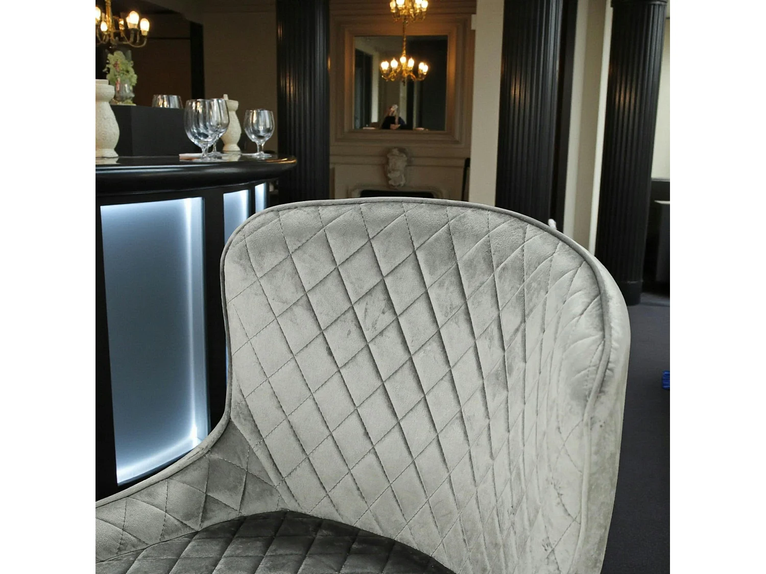 Chaise de bar en velours gris (lot de 2) ARLINGTON