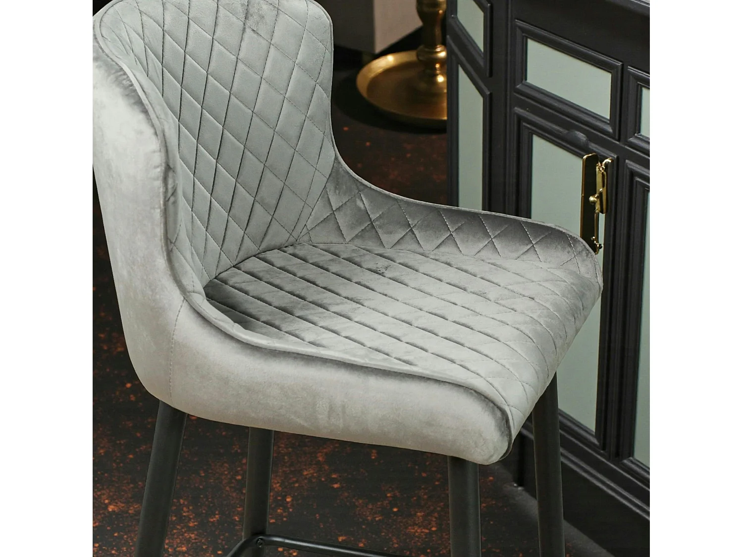 Chaise de bar en velours gris (lot de 2) ARLINGTON