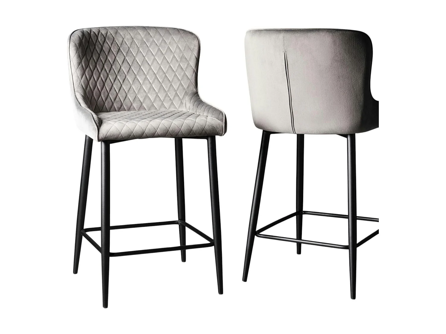 Chaise de bar en velours gris (lot de 2) ARLINGTON