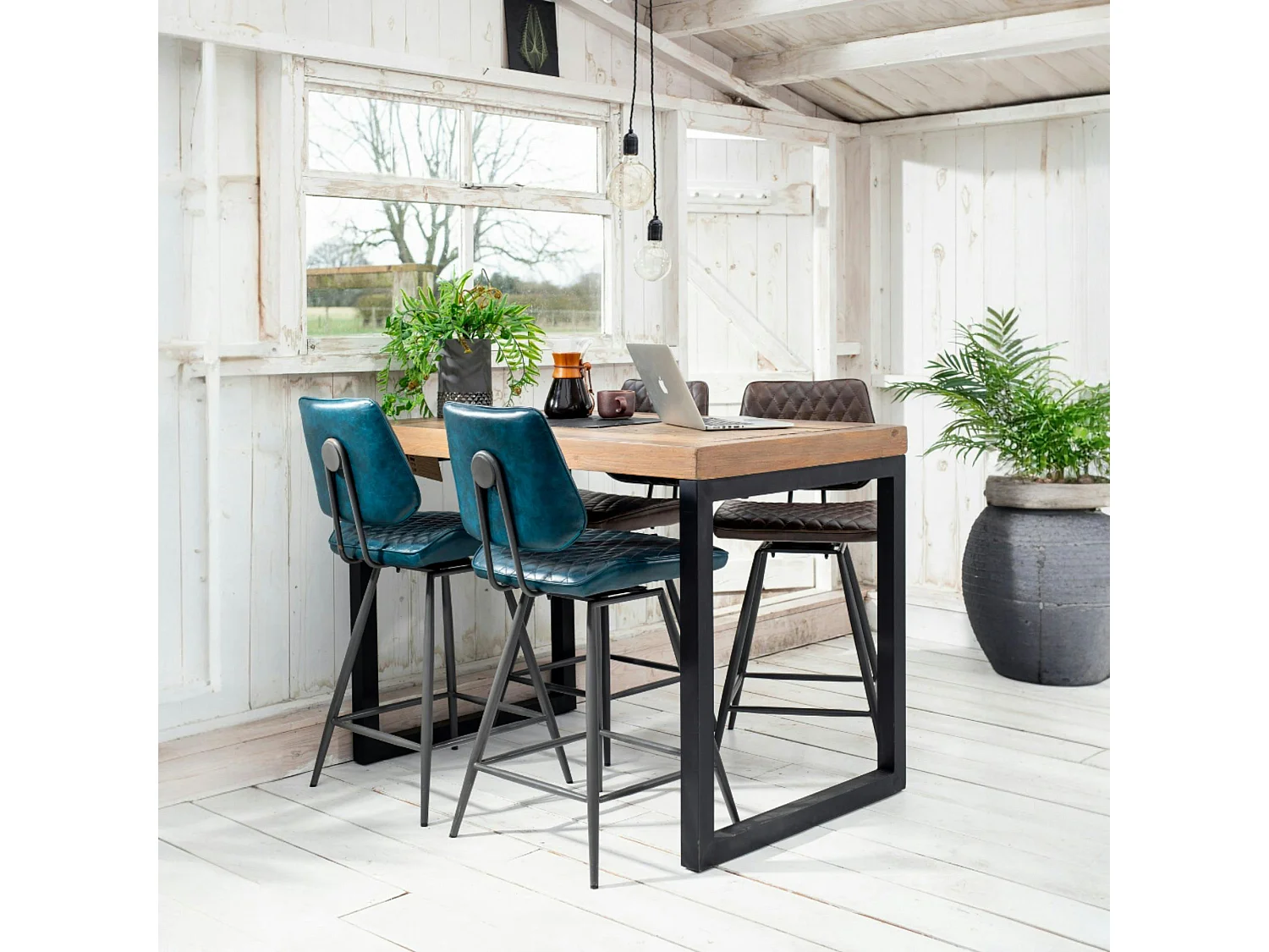 Chaise de bar industrielle marron SALERNE