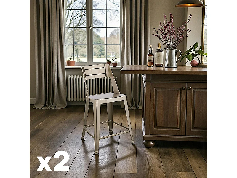 Chaise de bar design chrome (lot de 2) HELSINKI