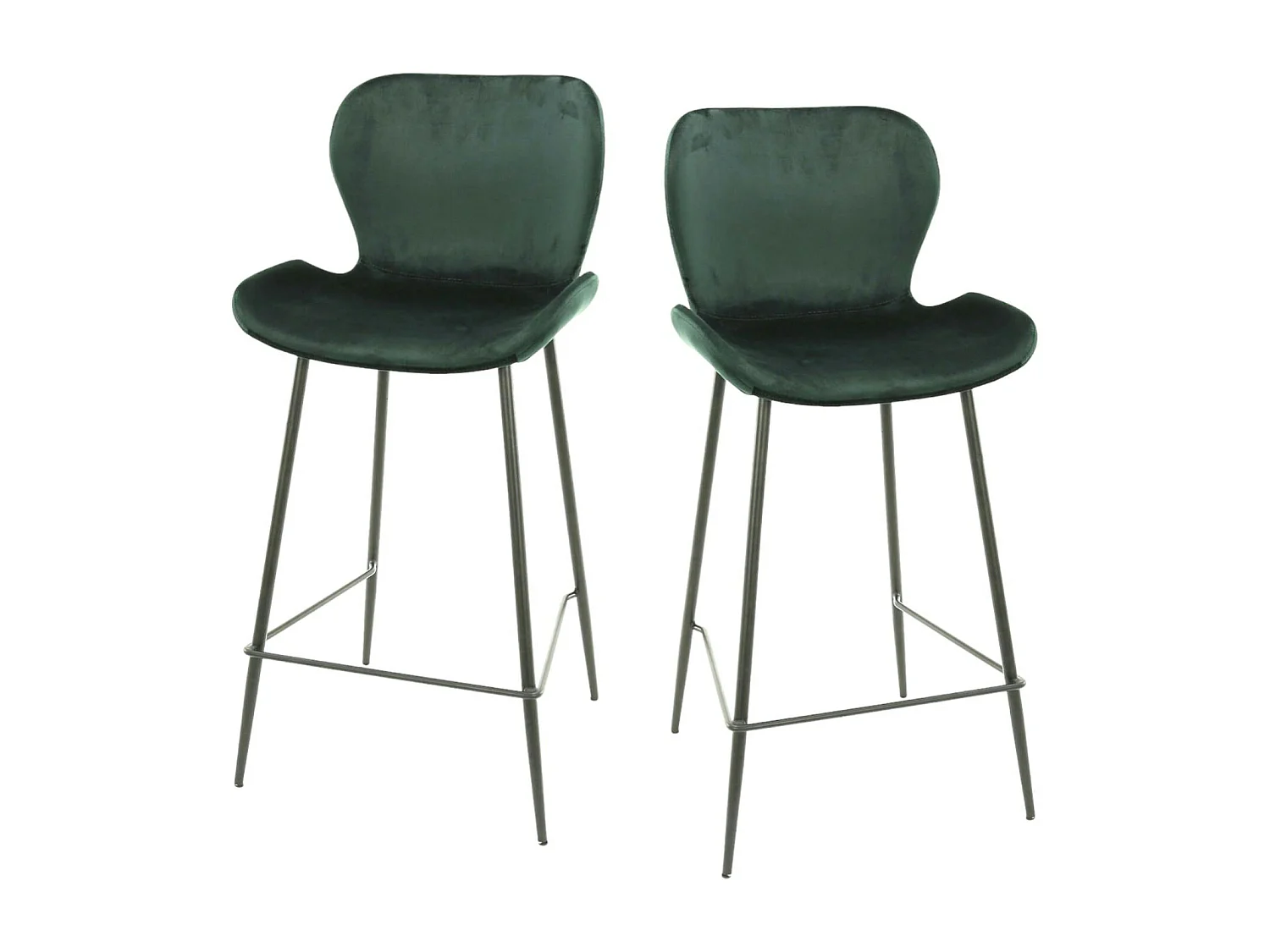 Chaise de bar en velours vert MELBOURNE (lot de 2)