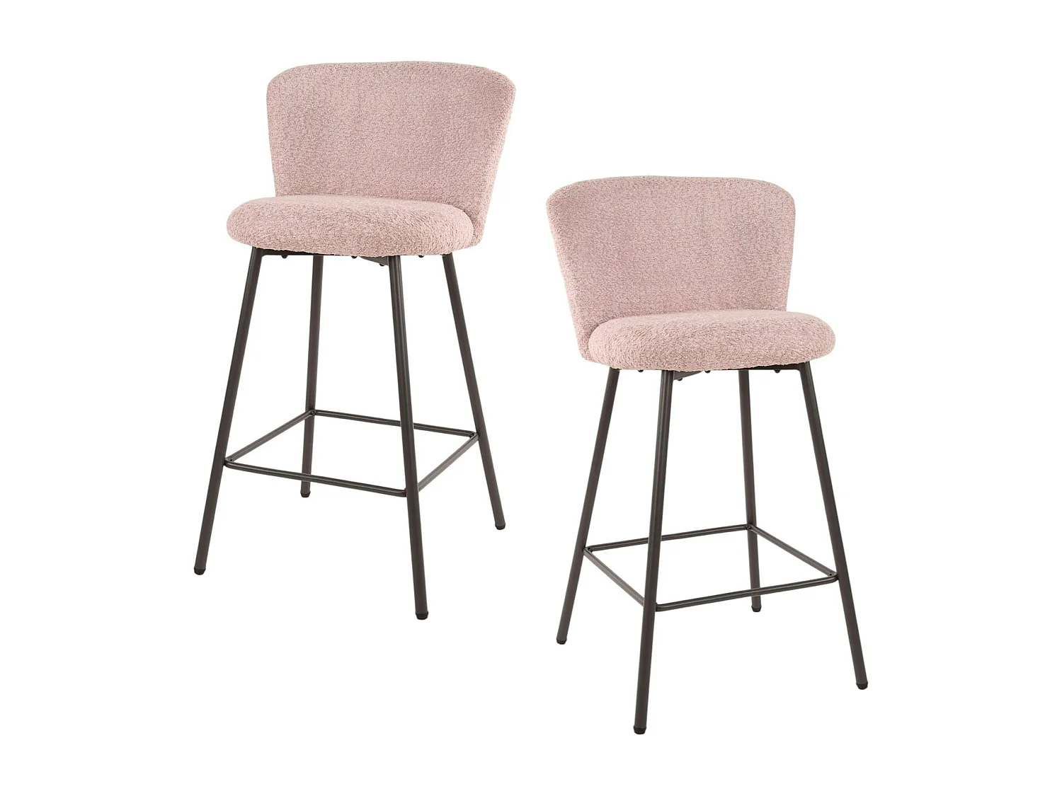 Tabouret de bar rose en tissu bouclette (lot de 2) GALWAY