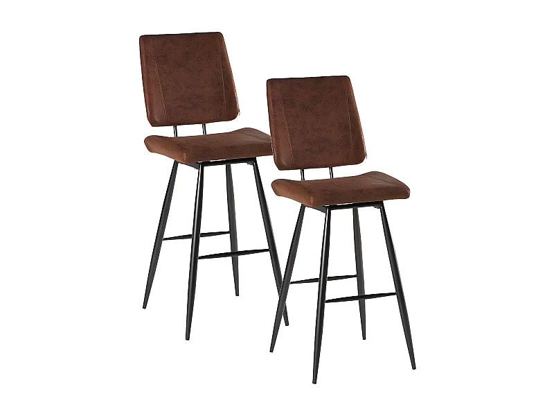 Chaise de Bar rétro en tissu marron havane (lot de 2) KERALA