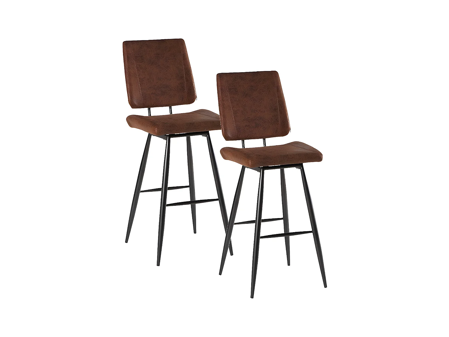 Chaise de Bar rétro en tissu marron havane (lot de 2) KERALA