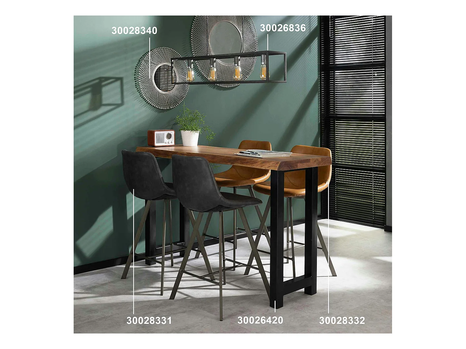 Chaise de bar camel coutures apparentes pieds étoile HELSINKI