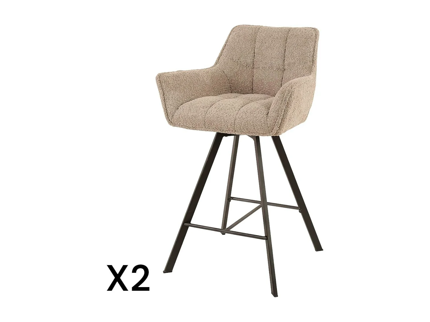 Chaise de bar confortable en bouclette sable avec fonction pivotante (lot de 2) MELBOURNE