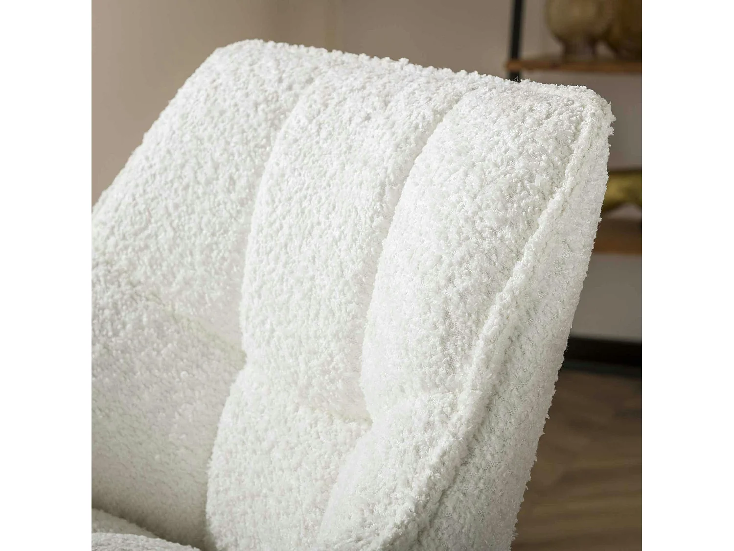 Chaise de bar confortable en bouclette blanche avec fonction pivotante (lot de 2) MELBOURNE