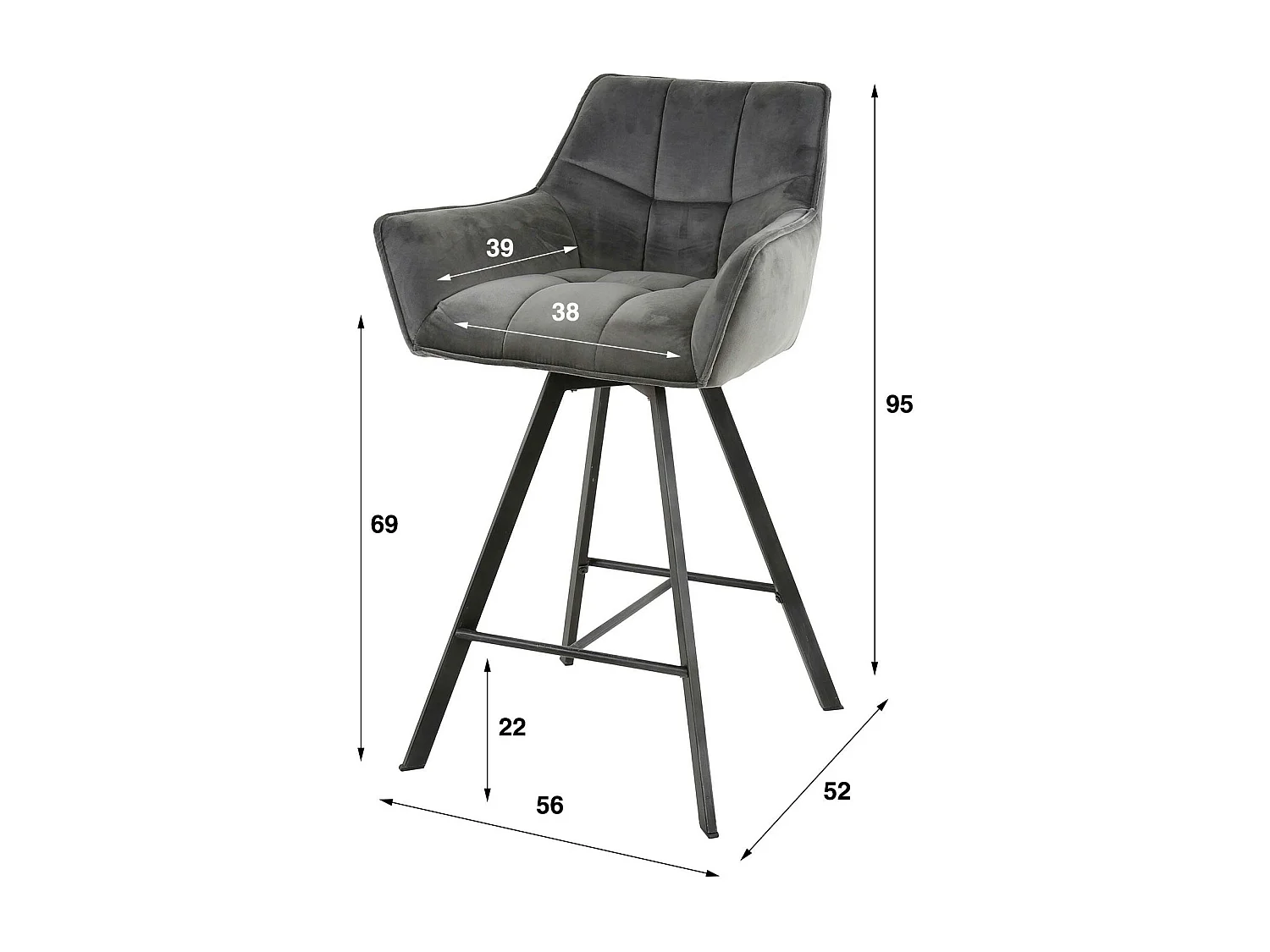 Chaise de bar confortable en bouclette blanche avec fonction pivotante (lot de 2) MELBOURNE