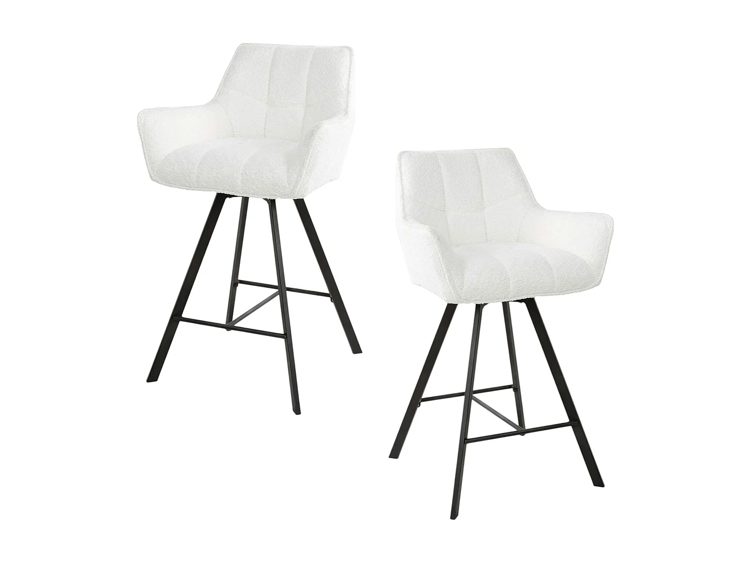 Chaise de bar confortable en bouclette blanche avec fonction pivotante (lot de 2) MELBOURNE
