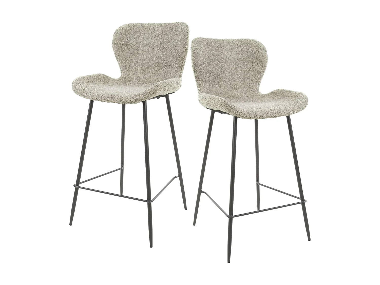 Tabouret de bar beige en bouclette (lot de 2) MELBOURNE