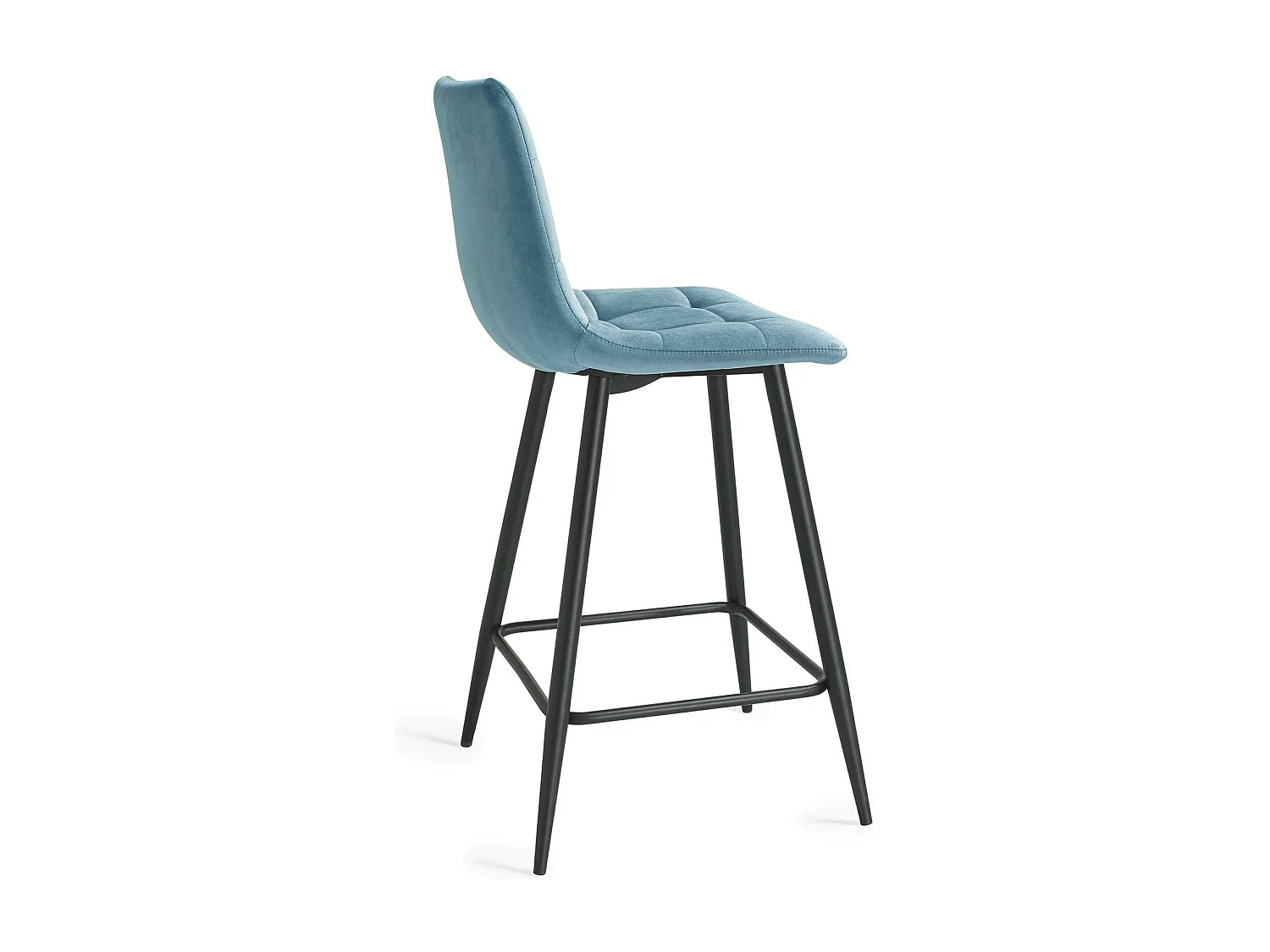 Chaise de bar en velours bleu motif carreaux (lot de 2) ALTA