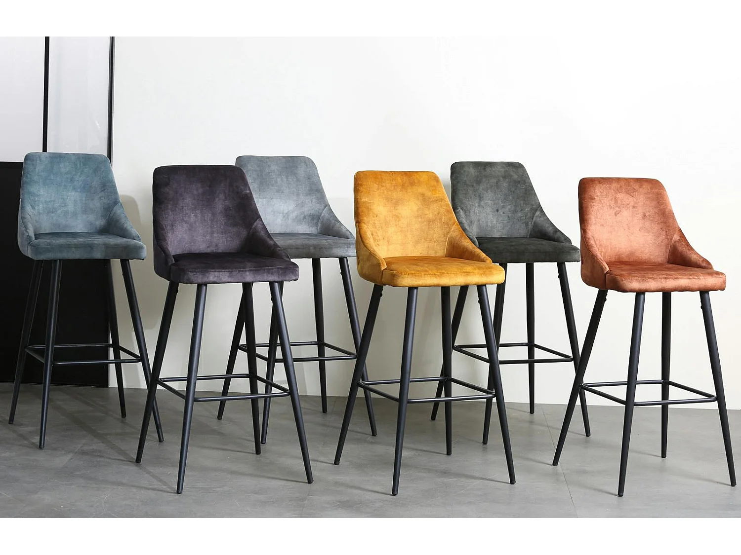 Chaise de bar velours ocre (lot de 2) MALMOE