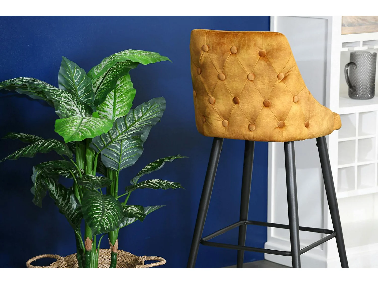 Chaise de bar velours ocre (lot de 2) MALMOE