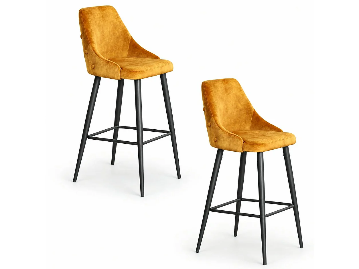 Chaise de bar velours ocre (lot de 2) MALMOE