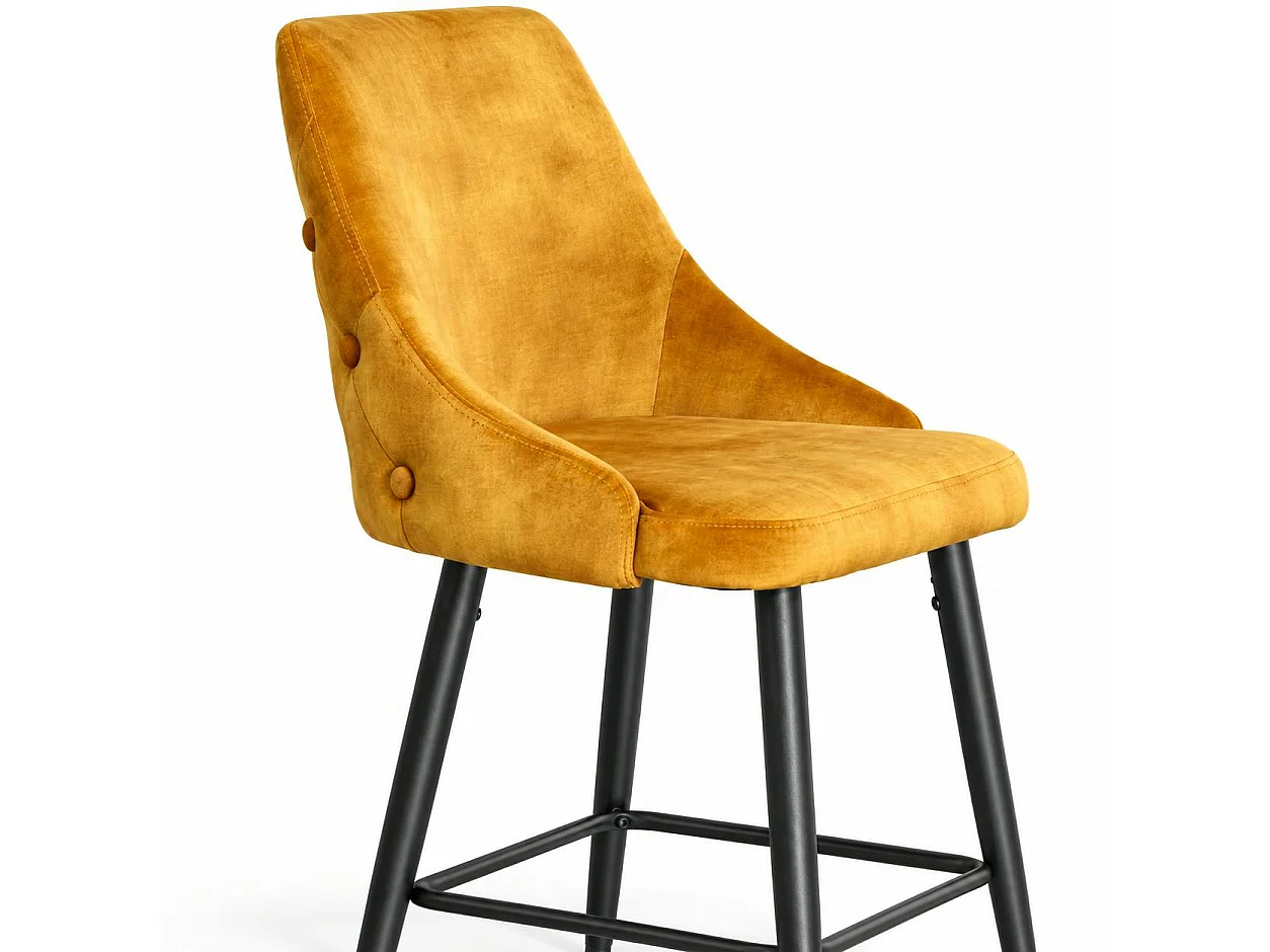 Chaise de bar velours ocre (lot de 2) MALMOE