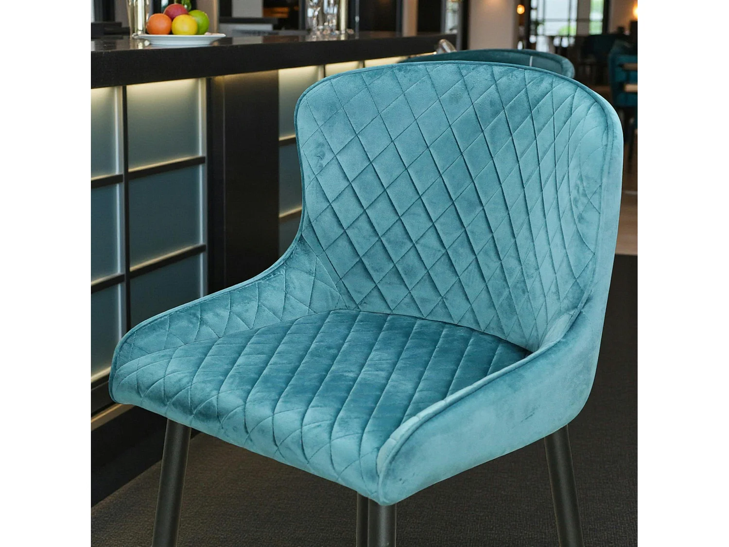 Chaise de bar en velours bleu (lot de 2) ARLINGTON