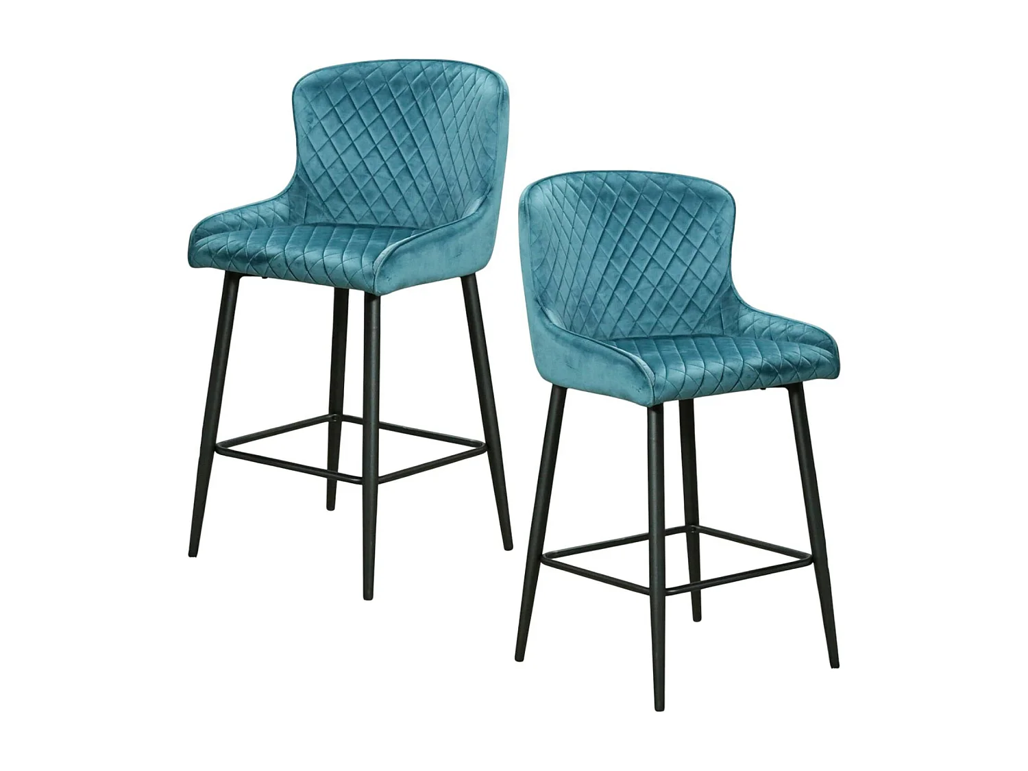 Chaise de bar en velours bleu (lot de 2) ARLINGTON