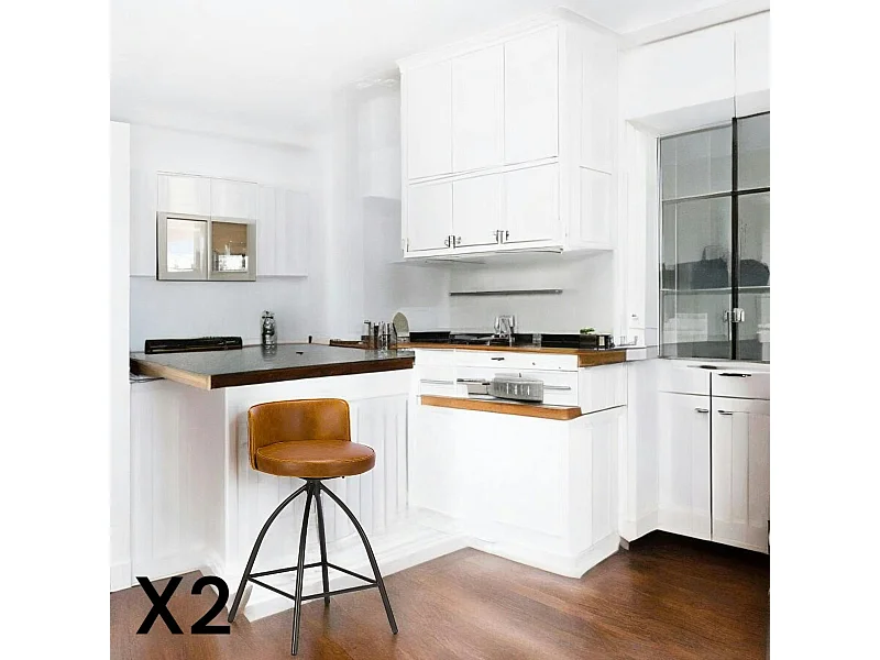 Tabouret de bar vintage camel (lot de 2) BRISBANE