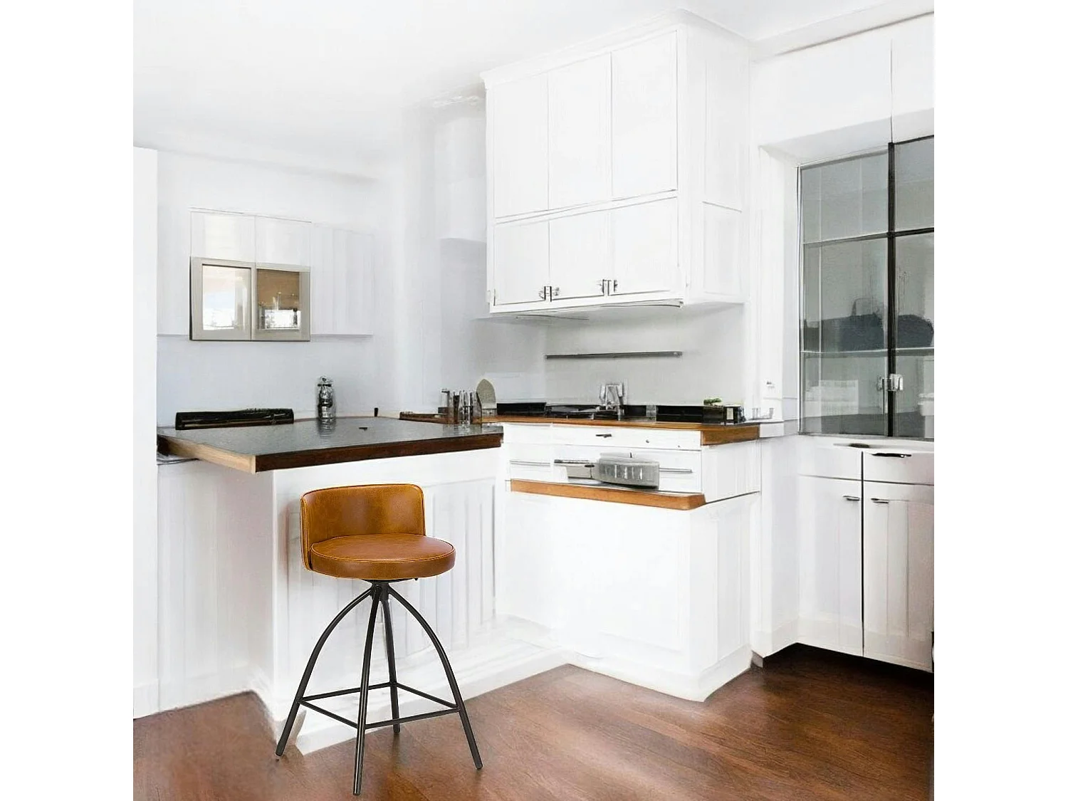 Tabouret de bar vintage camel (lot de 2) BRISBANE