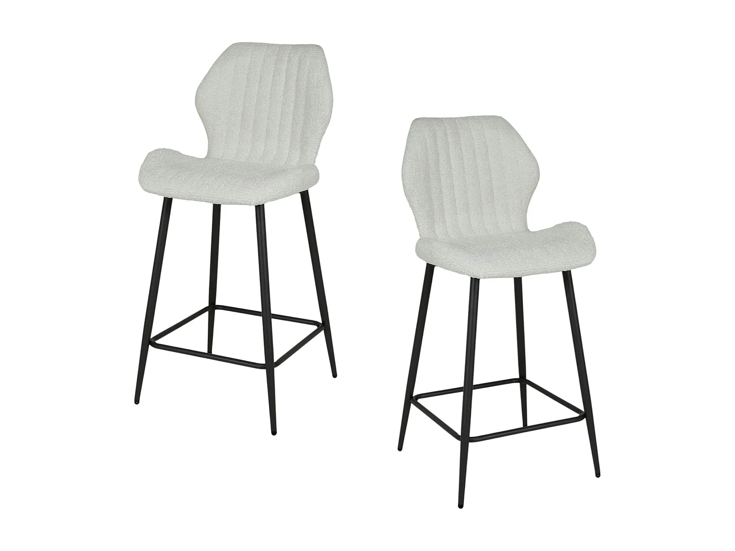 Chaise de bar blanche en bouclette avec repose-pieds (lot de 2) GALWAY