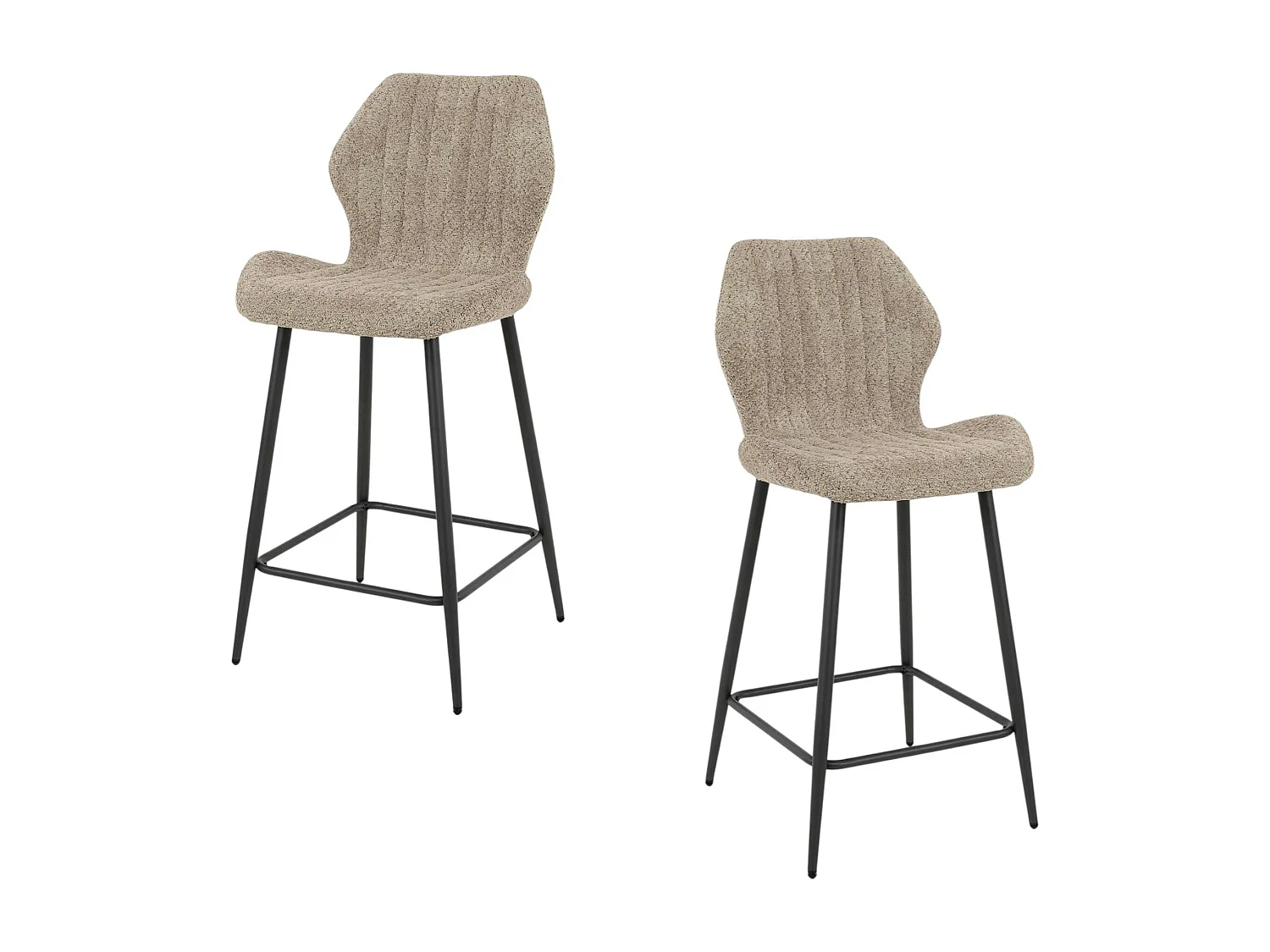 Chaise de bar beige en bouclette avec repose-pieds (lot de 2) GALWAY