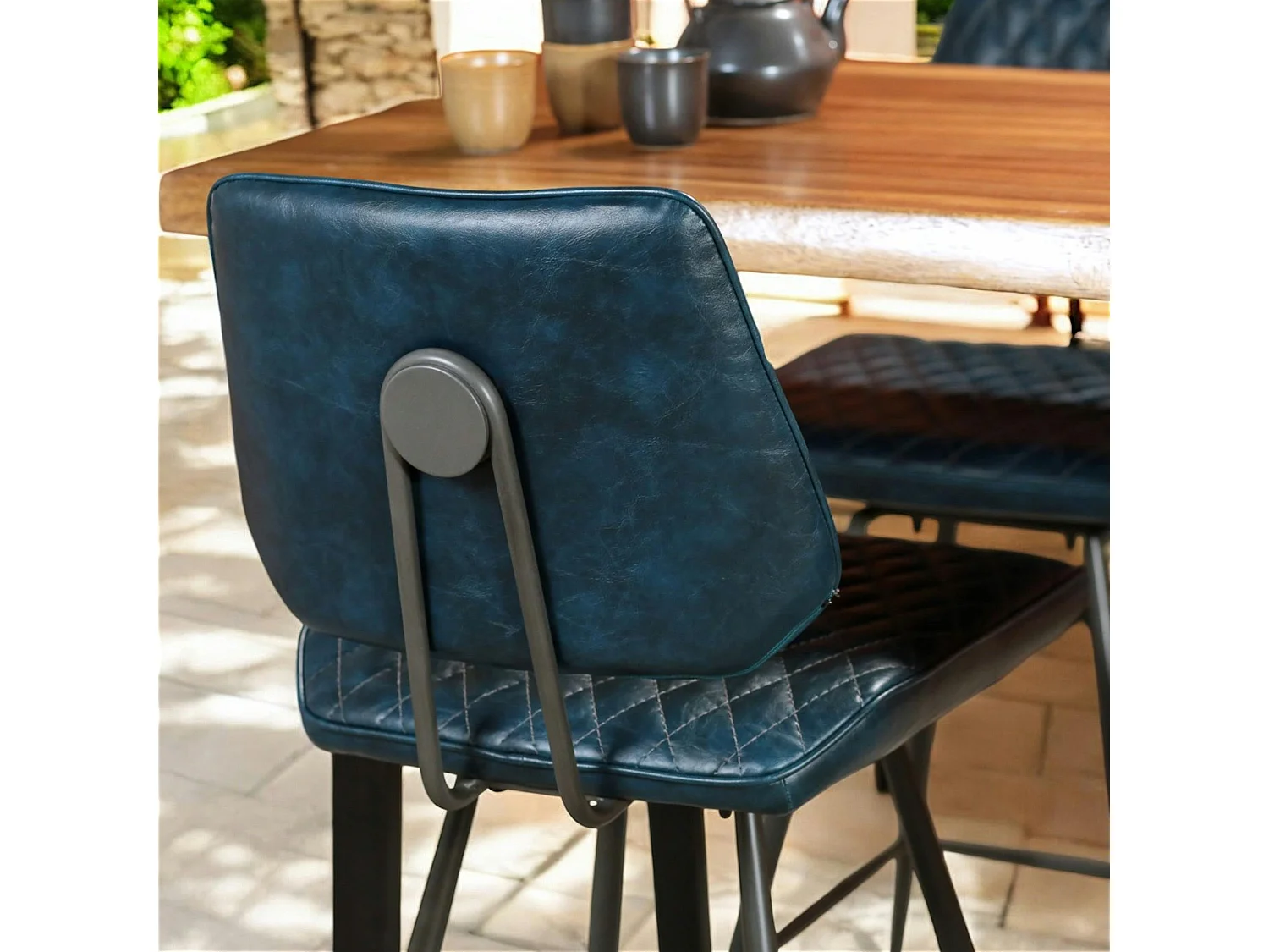 Chaise de bar industrielle bleu foncé SALERNE