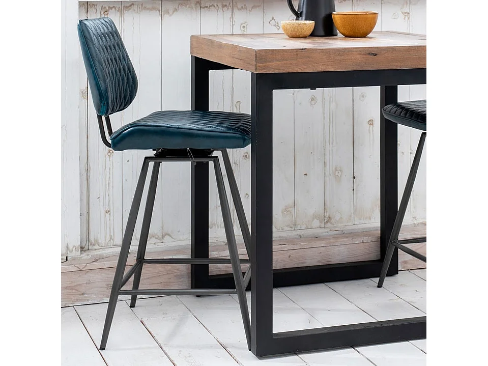 Chaise de bar industrielle bleu foncé SALERNE