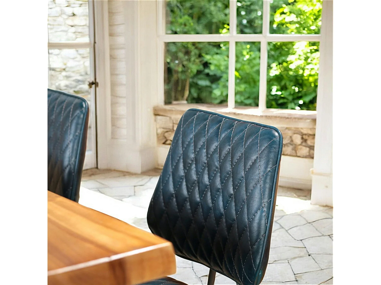 Chaise de bar industrielle bleu foncé SALERNE