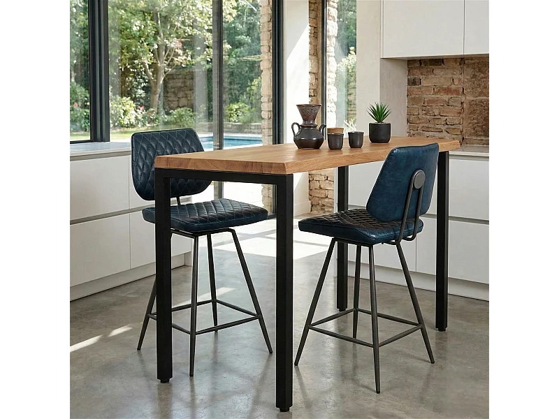 Chaise de bar industrielle bleu foncé SALERNE