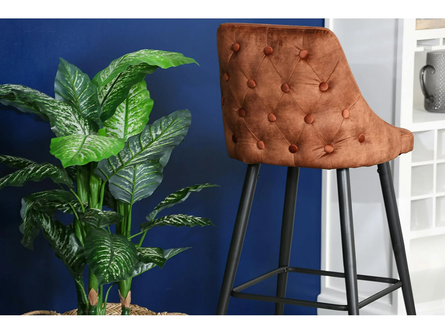 Chaise de bar velours havane (lot de 2) MALMOE