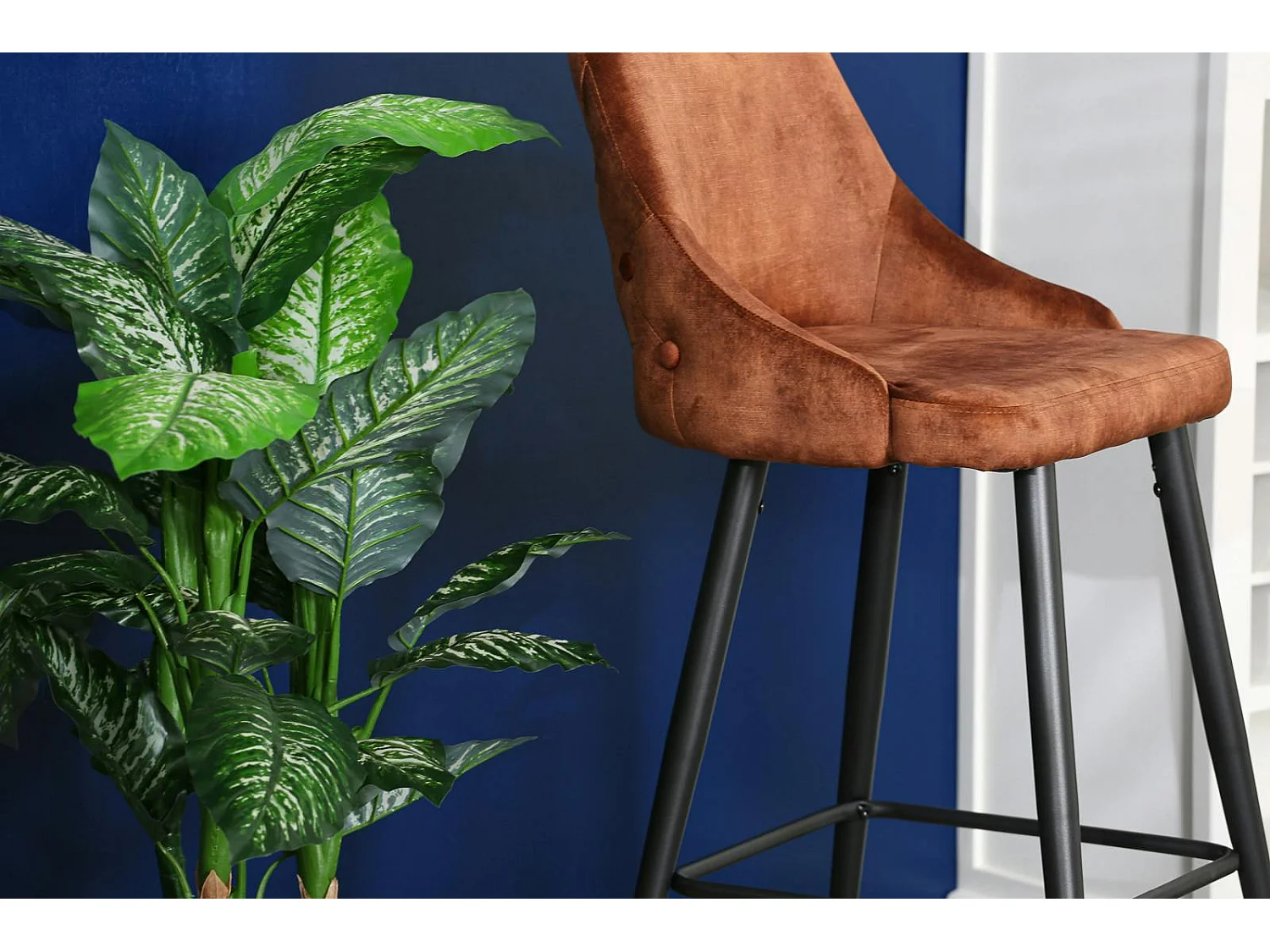 Chaise de bar velours havane (lot de 2) MALMOE